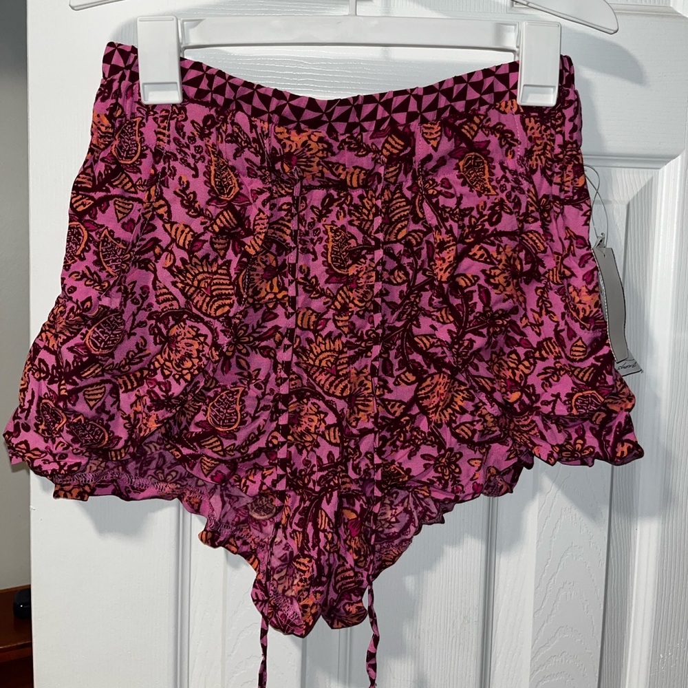 Vanilla Star High Waist Floral Shorts - Pink and Brown